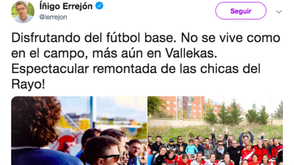 Errejón confunde la Liga Iberdrola con el fútbol base.