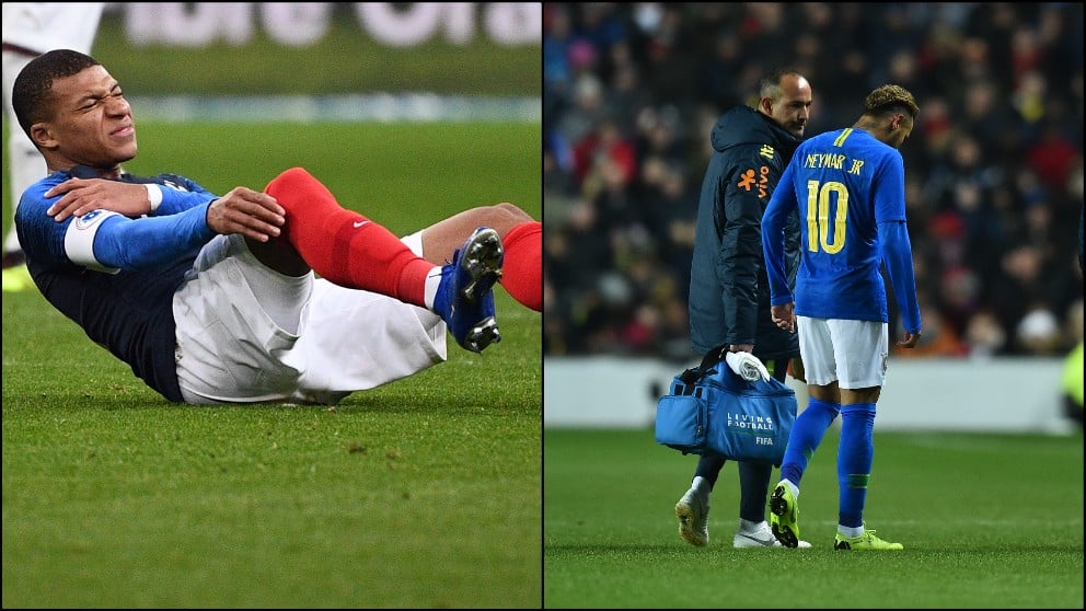 Mbappe y Neymar se lesionan con las selecciones. (Fotos: AFP)