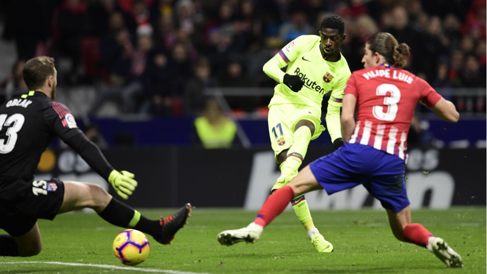 Dembélé anotó el gol del empate para el Barcelona. (AFP)