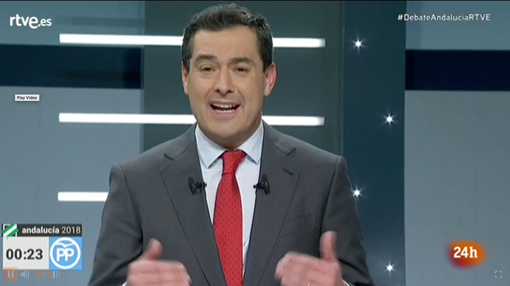 Juanma Moreno durante el debate