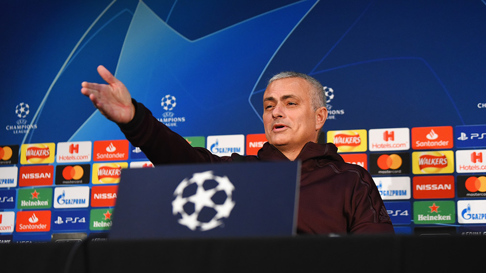 José Mourinho, durante una rueda de prensa con el Manchester United. (Getty)