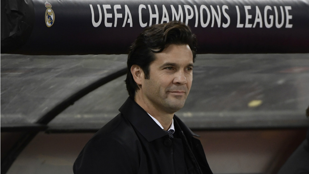 Solari, en el banquillo del Olímpico de Roma. (AFP)