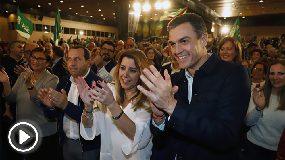 Susana Díaz y Pedro Sánchez en un mitin de campaña de las Elecciones de Andalucía. Foto: EP