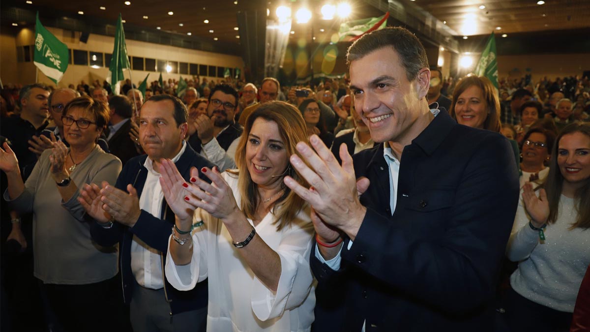 Susana Díaz y Pedro Sánchez en un mitin de campaña de las Elecciones de Andalucía. Foto: EP