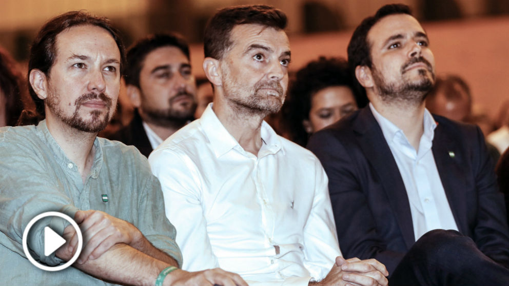 Pablo Iglesias, Antonio Maíllo y Alberto Garzón. (Foto: Efe)