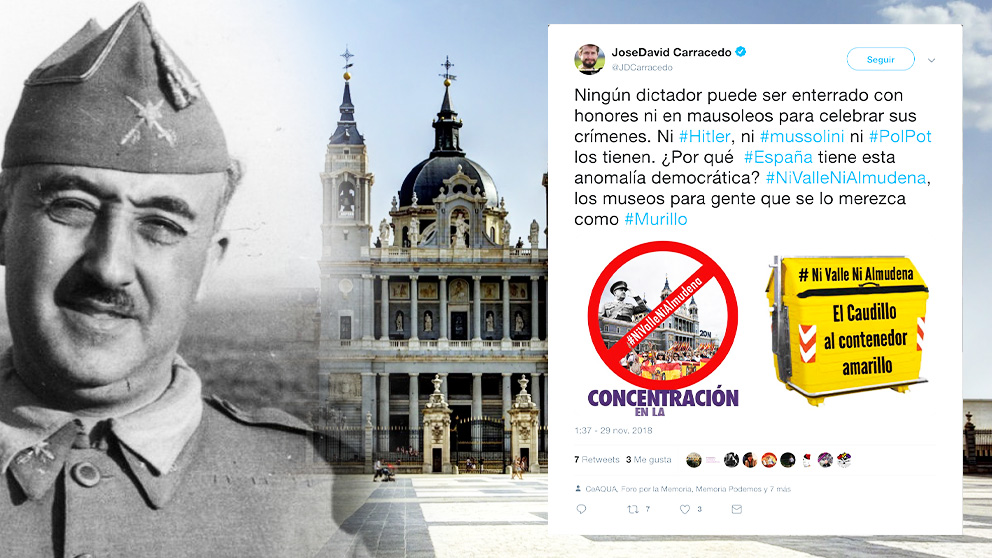El polémico tuit del diputado de Podemos José David Carracedo sobre los restos de Franco.