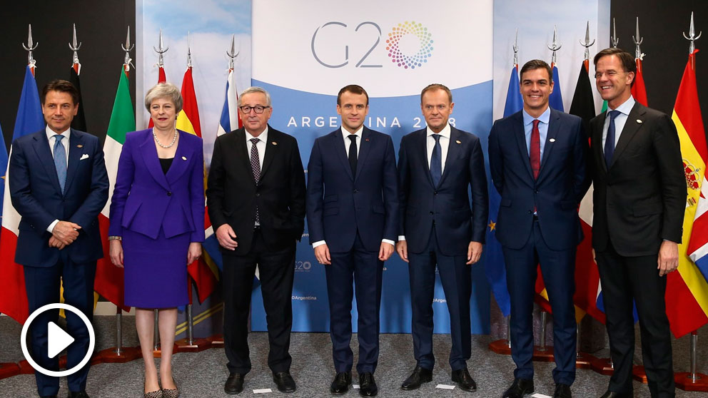 Cumbre del G-20 en Argentina con Pedro Sánchez, Theresa May y Emmanuel Macron entre otros líderes europeos. Foto: Europa Press