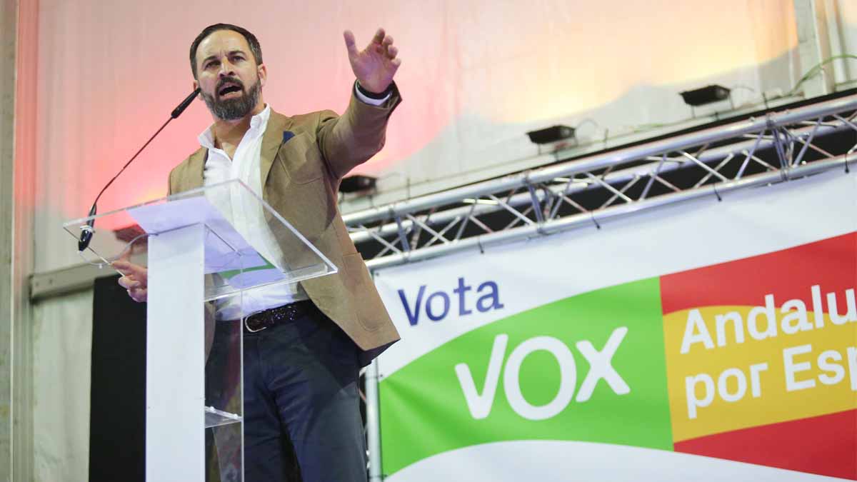 Santiago Abascal en el mitin de cierre de campaña de las elecciones andaluzas. Foto: EP