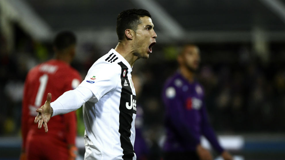 Cristiano Ronaldo celebra su gol en el Fiorentina – Juventus. (AFP)