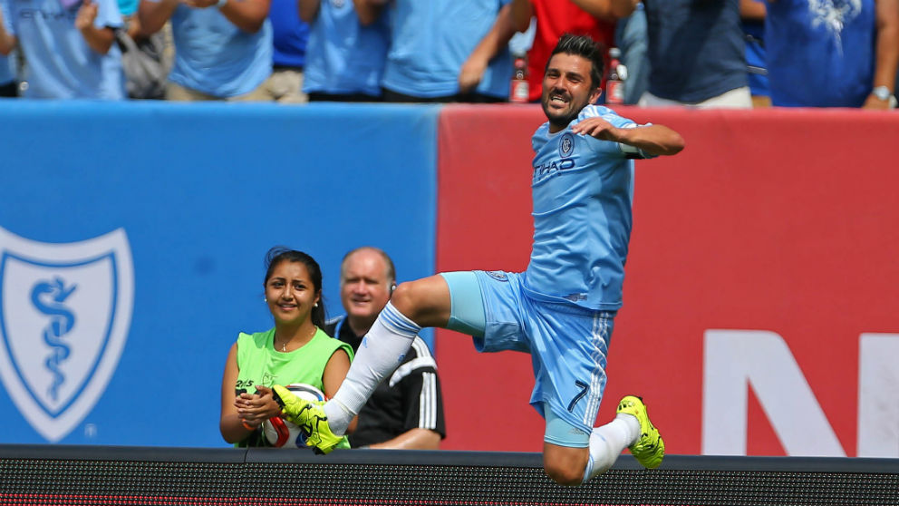 David Villa celebra un gol con el New York City. (Getty)