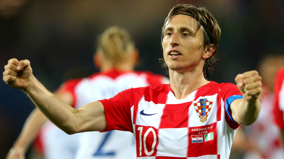 Luka Modric celebra un gol con Croacia. (Getty)