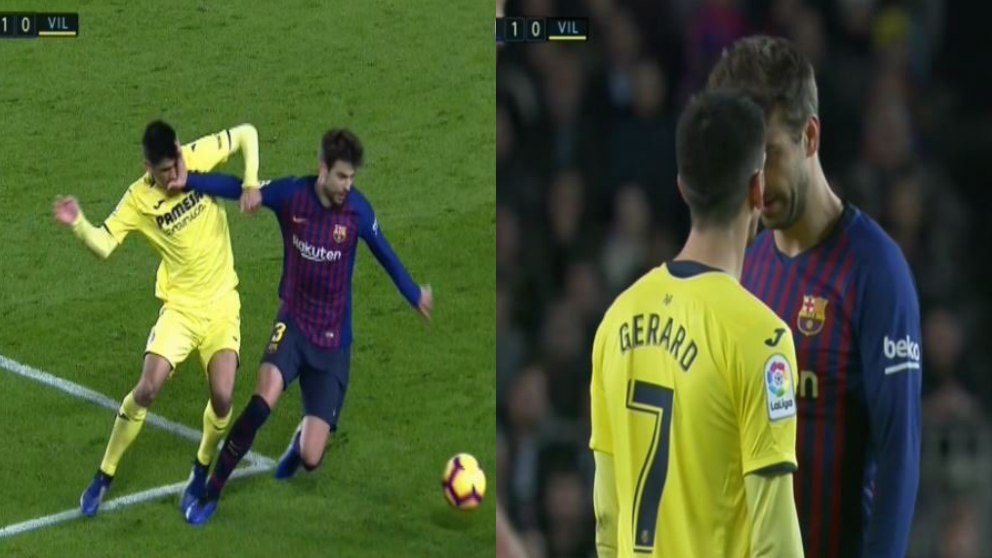 Tensión entre Gerard Moreno y Gerard Piqué en el Barcelona – Villarreal.
