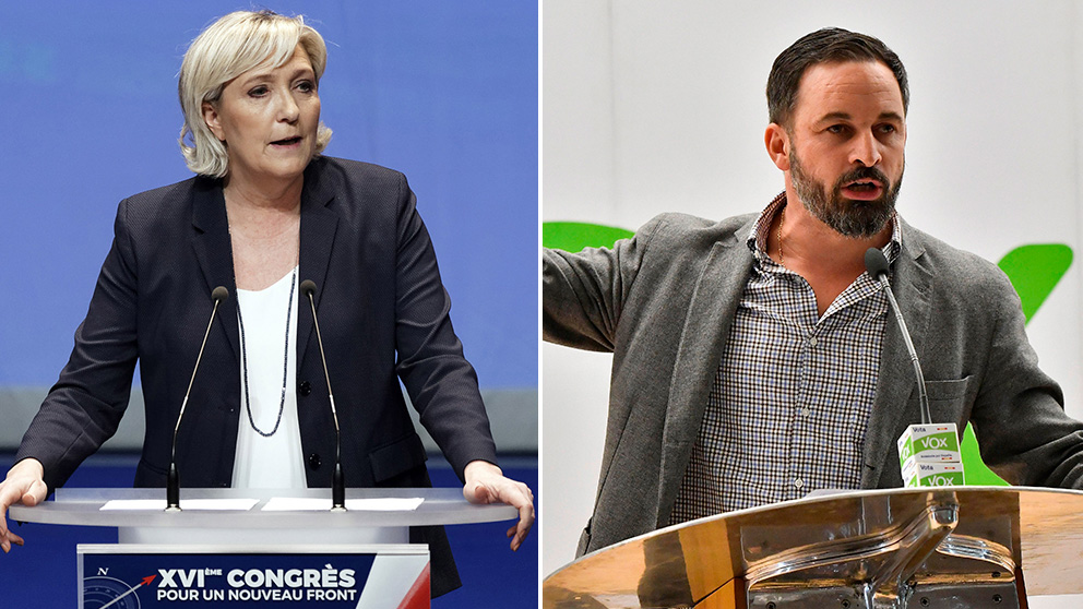 Marine Le Pen y Santiago Abascal