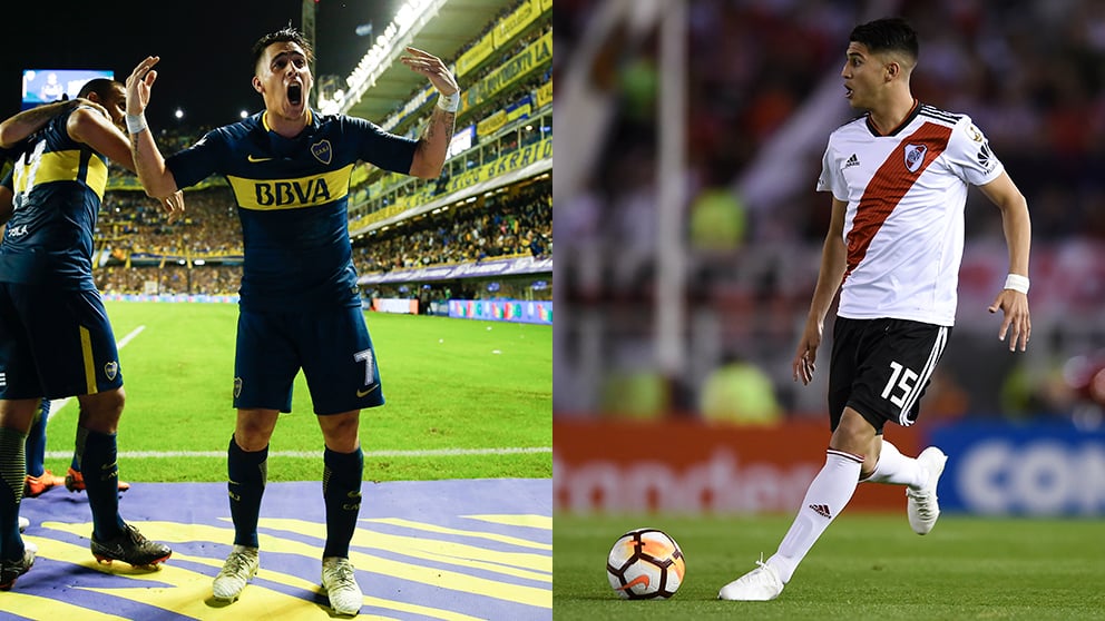 Pavón y Palacios, dos de los talentos más prometedores del River-Boca de la final de la Copa Libertadores. (Getty)