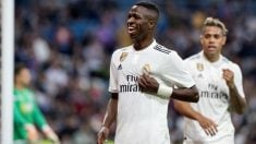 Vinicius celebra un gol en el Real Madrid. (EFE)