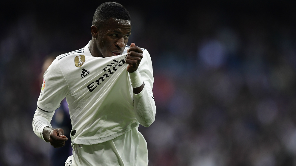 Vinicius celebra un gol. (AFP)