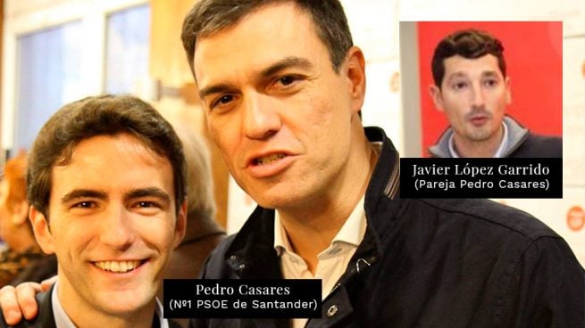 Pedro Casares, número uno del PSOE de Santander junto a su pareja, Javier López Garrido