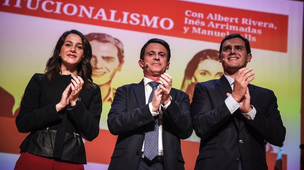 Inés Arrimadas, Manuel Valls y Albert Rivera. (Foto: C’s)