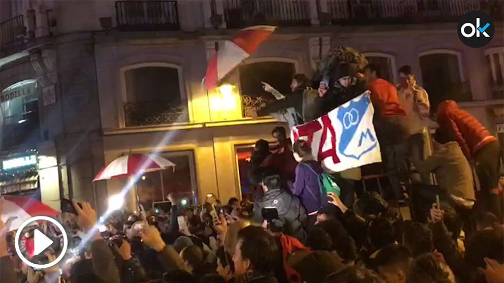 Los aficionados de River Plate tomaron la Puerta del Sol.