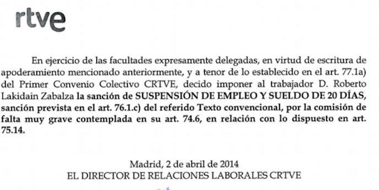 Un finalista a presidir RTVE fue suspendido de empleo y sueldo por ocultar corrupción del PSOE