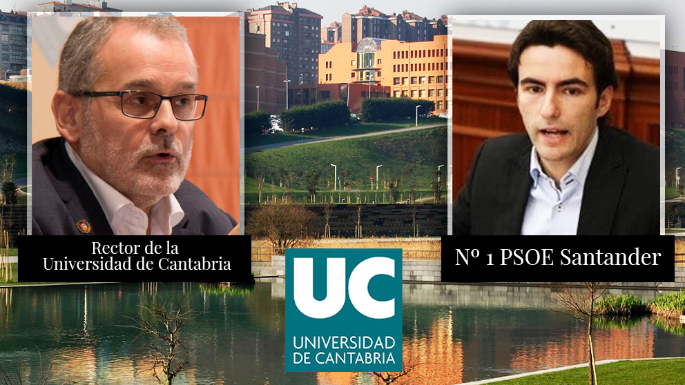 El rector de la Universidad de Cantabria, Ángel Pazos junto al socialista Pedro Casares