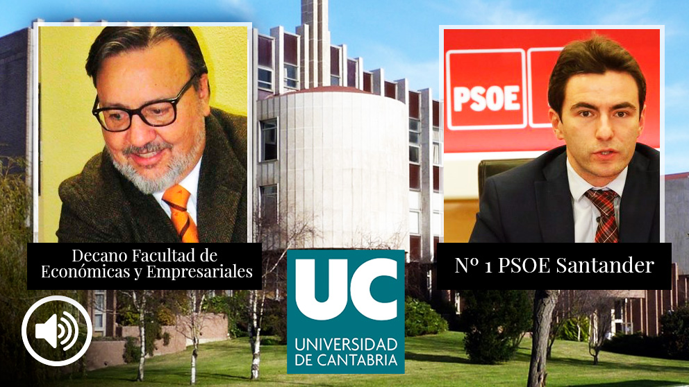 El decano de la Universidad de Cantabria, Pablo Coto, junto al socialista implicado en la falsificación de firmas, Pedro Casares