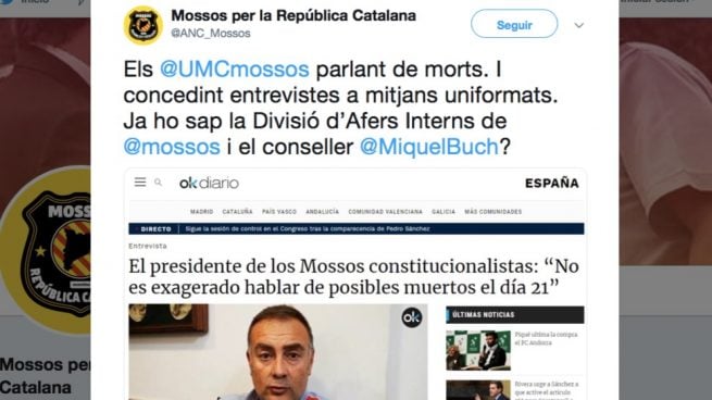 El separatismo pone en la diana al mosso que dijo en OKDIARIO que el 21-D «puede haber muertos»