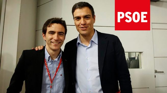 El líder del PSOE de Santander, Pedro Casares, junto a Pedro Sánchez