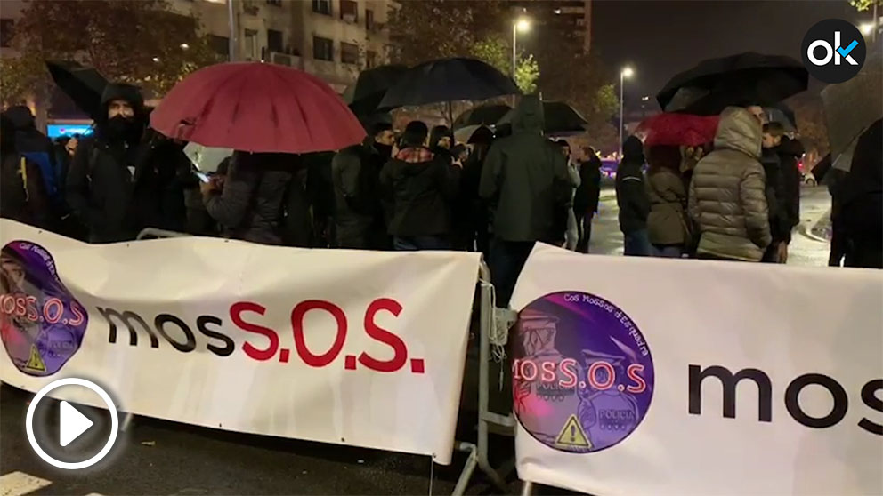 Concentración de los Mossos, en Barcelona.