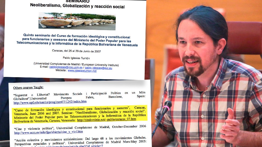 El secretario general de Podemos, Pablo Iglesias, y las pruebas que desmontan su versión.