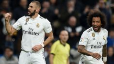 Benzema celebra el 1-0 en el Real Madrid-Rayo. (Getty)