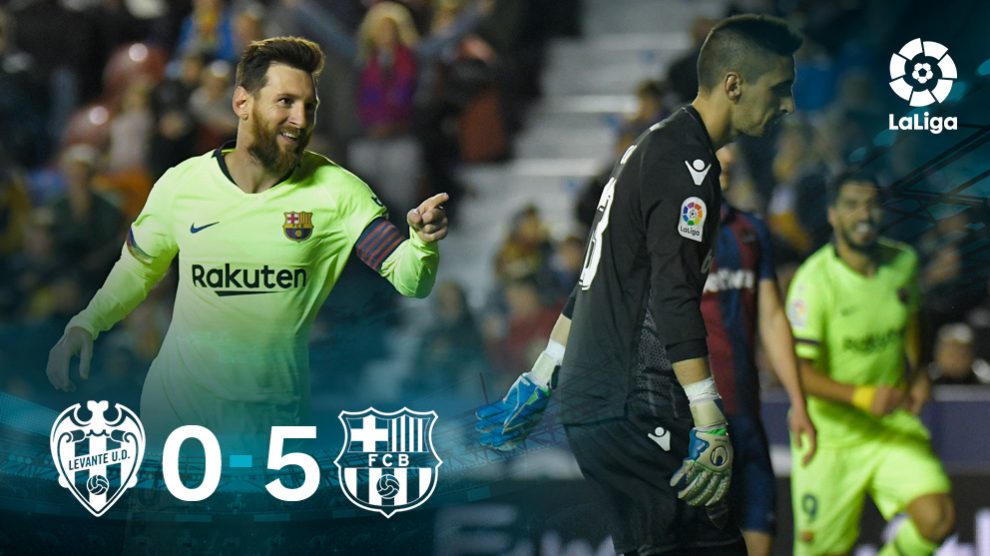 Leo Messi no tuvo piedad con el Levante. (AFP)