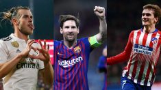 Gareth Bale, Leo Messi y Antoine Griezmann.