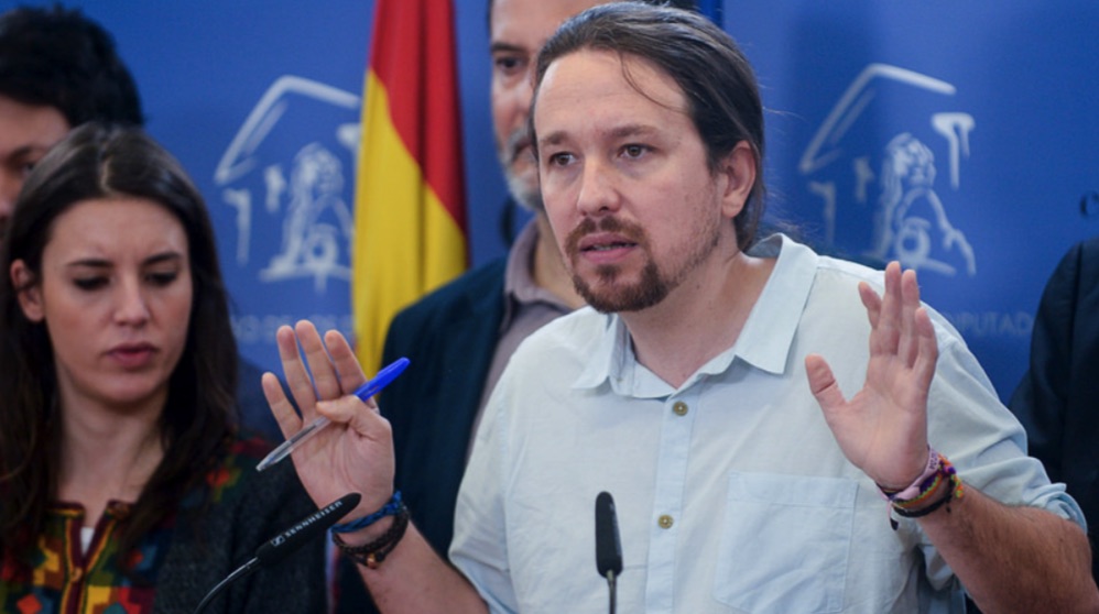 El político Pablo Iglesias en rueda de prensa. (Foto. Podemos)