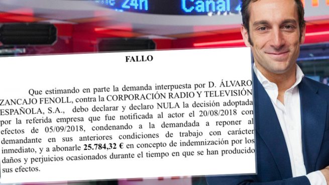 Zancajo gana a TVE: cese nulo, deberá volver a su puesto de trabajo y 25.000 € de indemnización