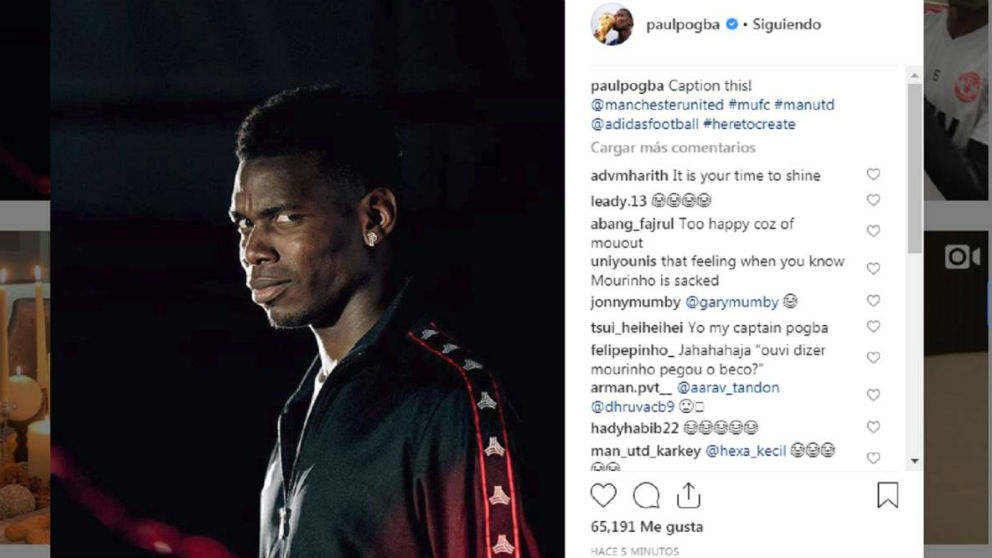 La reacción de Pogba en Instagram al despido de Mourinho.