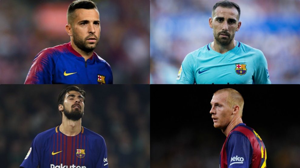 Jordi Alba, Paco Alcacer, André Gomes y Jeremy Mathieu.