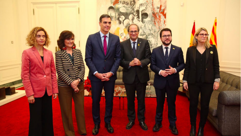 ‘Cumbre’ entre Pedro Sánchez y Quim Torra el pasado diciembre en Barcelona.