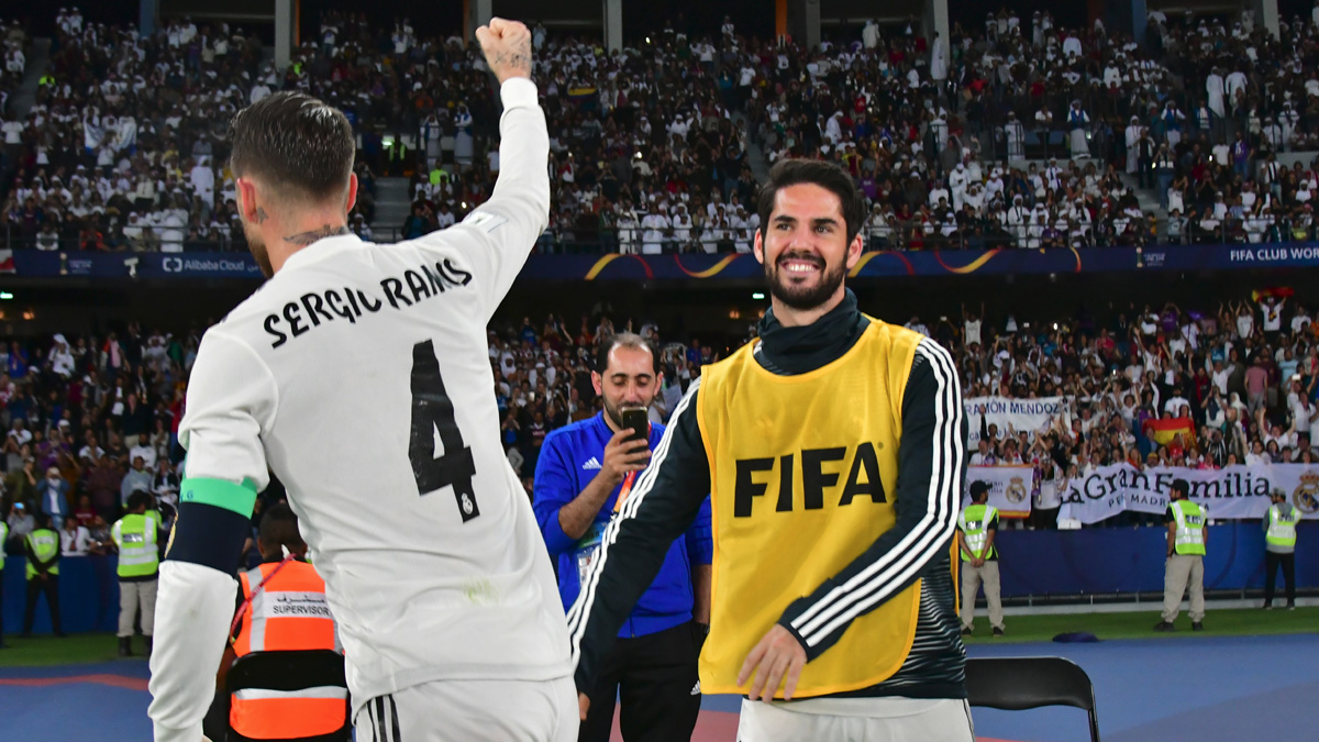 Isco, celebrando el gol de Sergio Ramos (AFP).