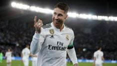 Sergio Ramos celebra su gol en la final del Mundial de Clubes 2018. (Getty)