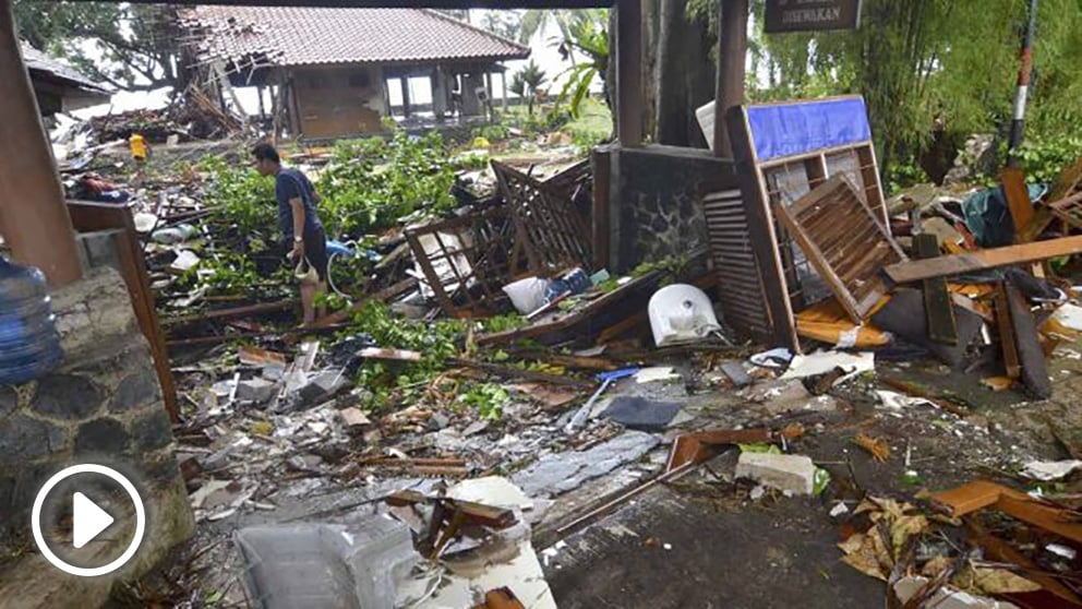 Tsunami en Indonesia. Foto: AFP