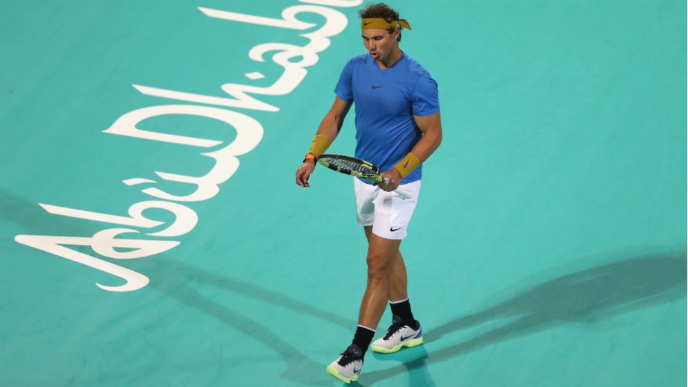 Nadal cayó ante Anderson en las semifinales del torneo de exhibición de Abu Dhabi. (Getty)