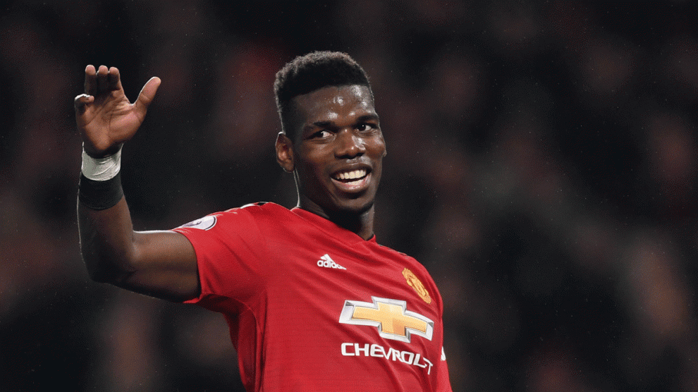 Pogba, tras anotar en el último partido del United (Getty)