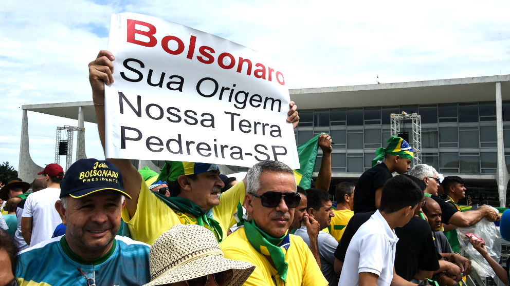 Seguidores de Bolsonaro este martes en Brasilia (Foto: AFP).