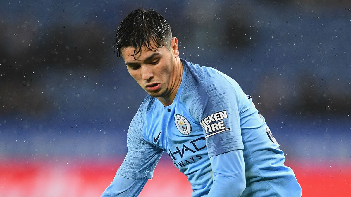 Brahim, durante un partido del Manchester City (Getty).