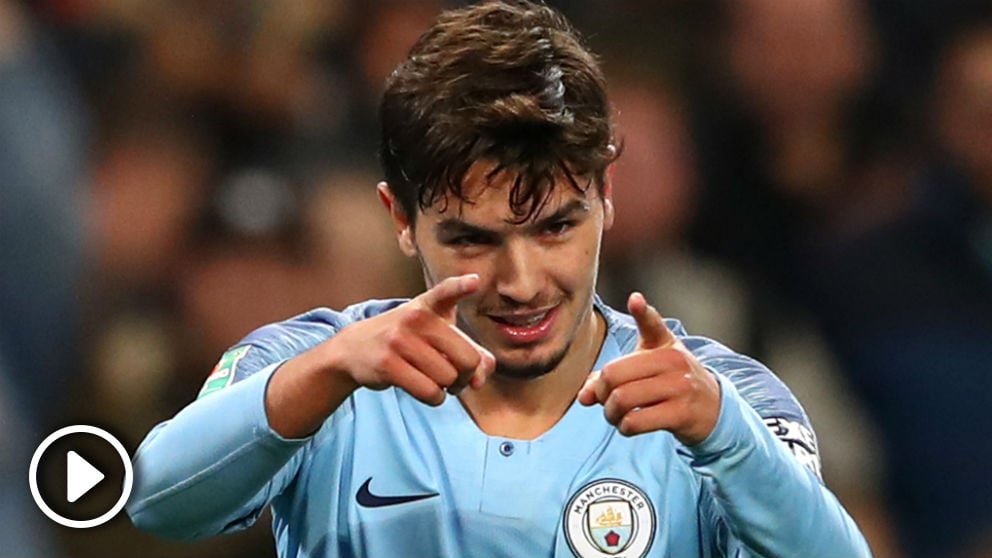 Brahim Díaz celebra un gol con el Manchester City. (Getty)