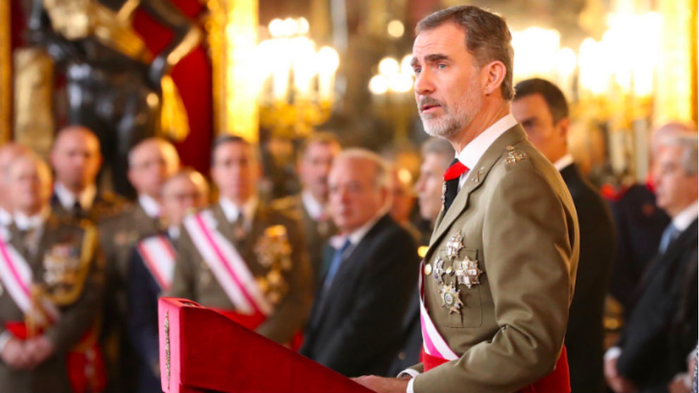 Felipe VI pronunciando su discurso en la Pascual Militar de 2019. (Foto: Casa del Rey)