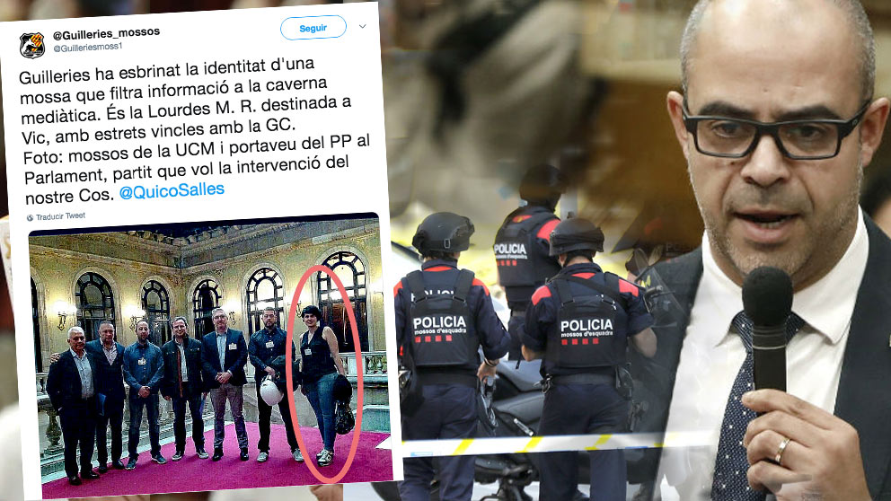 El consejero Mique Buch junto al tuit de los mossos separatistas