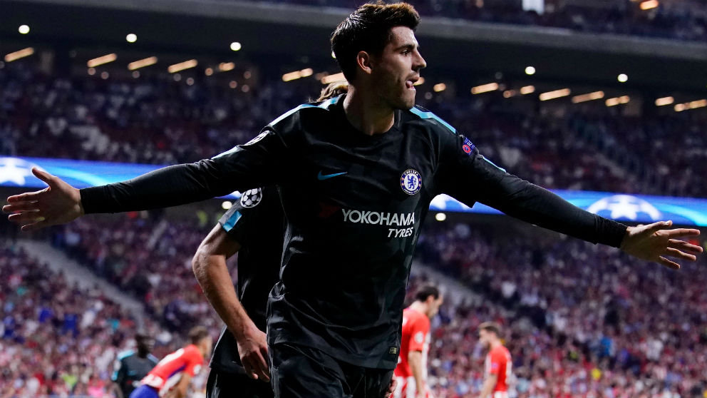 Morata celebra un gol ante el Atlético en el Wanda Metropolitano. (Getty)