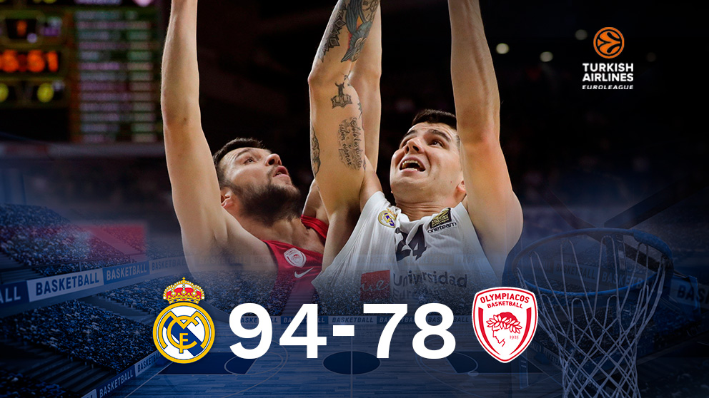 El Real Madrid venció al Olympiacos en Euroliga (94-78).